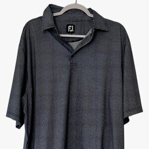 FootJoy Performance Golf Polo Mens XL Blue White Micro Check Short Sleeve